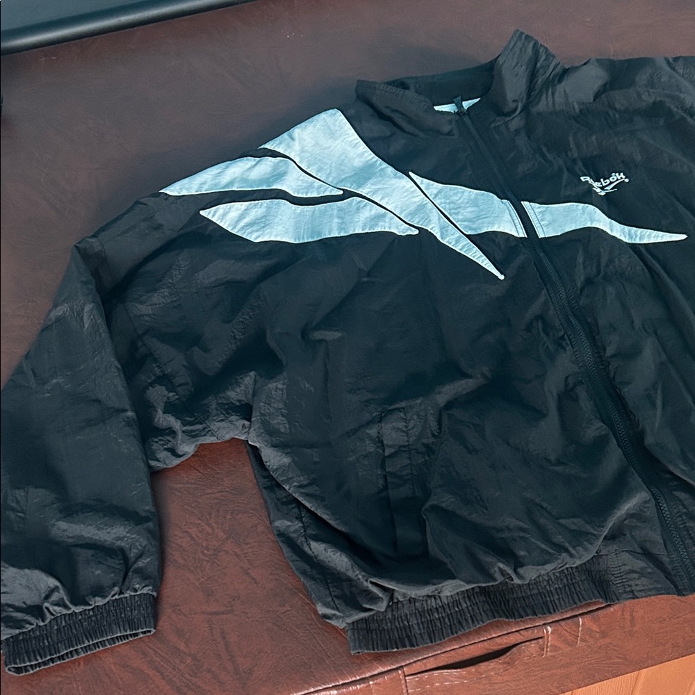 Reebok Black and Gray Windbreaker Jacket
